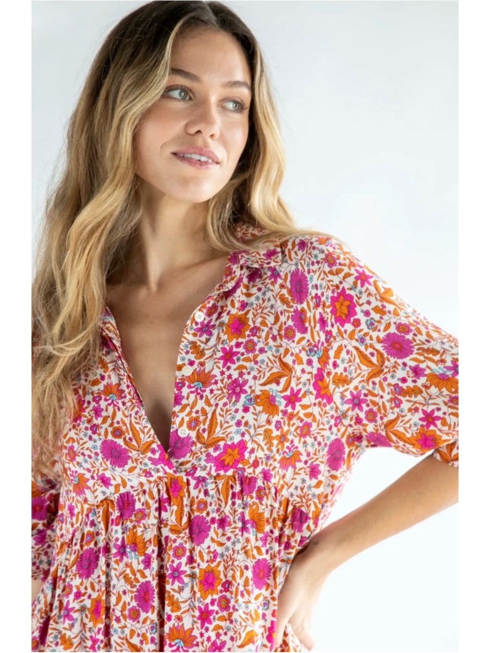 NATURAL LIFE | Becca Short Dress in Pink Floral, Size Large - Picture 2 of 12